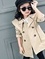 cheap Girls&#039; Jackets &amp; Coats-Kids Girls&#039; Trench Coat Pink Khaki Red Solid Colored Basic