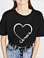 billige T-shirts-Dame T-shirt Hjerte Grafiske tryk Kærlighed Trykt mønster Rund hals Basale Toppe 100 % bomuld Hvid Sort Gul