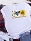 baratos T-shirts-Mulheres Camiseta Floral Gráfico Texto Estampado Decote Redondo Básico Blusas 100% Algodão Branco Amarelo Rosa