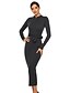 cheap Bodycon Dresses-Women&#039;s Sheath Dress Midi Dress Black Blue Wine Long Sleeve Solid Color Fall V Neck Sexy 2021 S M L XL XXL 3XL 4XL 5XL / Plus Size