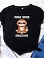 abordables T-shirts-Mujer Camiseta Gráfico Texto Letra Estampado Escote Redondo Básico Tops 100% Algodón Negro Amarillo Vino