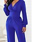 abordables Jumpsuits &amp; Rompers-Combinaison-pantalon Femme Couleur Pleine Col en V Basique Noir Rouge Vert Bleu Roi S M L XL / Ample