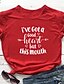 baratos T-shirts-Mulheres Camiseta Gráfico Coração Texto Estampado Decote Redondo Básico Blusas 100% Algodão Branco Preto Vermelho