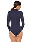 cheap Jumpsuits &amp; Rompers-Women&#039;s Zentai Jumpsuit Solid Colored Long Sleeve Zip Up V Neck Tops Black Blue Blushing Pink