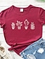 cheap T-Shirts-Women&#039;s T shirt Graphic Text Graphic Prints Print Round Neck Basic Tops 100% Cotton Black Yellow Fuchsia
