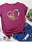 cheap T-Shirts-Women&#039;s T shirt Heart Color Block Animal Print Round Neck Basic Tops 100% Cotton White Black Yellow