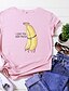 abordables T-shirts-T-shirt Femme Quotidien Fin de semaine Graphique Texte Fruit Manches Courtes Imprimé Col Rond basique Blanche Noir Jaune Hauts Standard 100% Coton