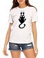 abordables Camiseta-Mujer Camiseta de encaje de color marrón oscuro Gato Gato blanco 3D Estampado Graphic Gato Diario Manga Corta Escote Redondo Básico S