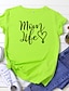 baratos T-shirts-Mulheres mãe Camiseta Gráfico Texto Letra Estampado Decote Redondo Básico Blusas 100% Algodão Branco Amarelo Rosa