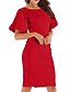 abordables Vestidos para Mujer-Mujer Vestido de Vaina Vestido hasta la Rodilla Negro Rojo Rosa Caqui Manga Corta Color sólido Estampado Verano Escote Redondo Sensual 2021 S M L XL XXL