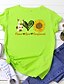 abordables T-shirts-Mujer Camiseta Floral Gráfico Texto Estampado Escote Redondo Básico Tops 100% Algodón Blanco Amarillo Rosa