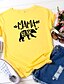 cheap T-Shirts-Women&#039;s T shirt Graphic Text Letter Print Round Neck Basic Tops 100% Cotton White Black Yellow