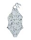 cheap One-Pieces-Women&#039;s One Piece Swimsuit Tummy Control Slim Print Floral White Black Swimwear Halter Bathing Suits / Padded Bras