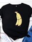 abordables T-shirts-Mujer Camiseta Gráfico Texto Fruta Estampado Escote Redondo Básico Tops 100% Algodón Blanco Negro Amarillo