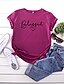cheap T-Shirts-Women&#039;s T shirt Tee Burgundy Tee 100% Cotton Graphic Letter White Yellow Light Green Print Short Sleeve Daily Weekend Basic Round Neck Blessed Regular Fit