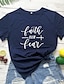 cheap T-Shirts-Women&#039;s Faith T shirt Graphic Text Graphic Prints Print Round Neck Basic Tops 100% Cotton White Black Purple