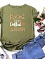 economico T-shirts-Per donna maglietta Pop art Leopardata Testo Con stampe Rotonda Essenziale Top 100% cotone Nero Vino Verde militare