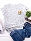 baratos T-shirts-Mulheres Camiseta Prata Preto Branco Imprimir Animal Diário Final de semana Manga Curta Decote Redondo Básico 100% Algodão Padrão S