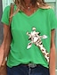 preiswerte T-shirts-Damen Tier Casual Täglich Wochenende Kurzarm T Shirt V Ausschnitt Basic Oberteile Grün Blau Weiß 2 S / Sommer / 3D-Druck