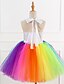 cheap Girls&#039; Dresses-Kids Little Girls&#039; Dress Rainbow Patchwork Halloween Unicorn Sequins Patchwork Rainbow Knee-length Sleeveless Streetwear Sophisticated Costume Dresses Regular Fit / Cute