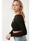 cheap New in Tops-Women&#039;s Blouse Shirt Solid Colored Long Sleeve Cut Out Round Neck Tops Cotton Basic Top White Black