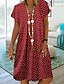 abordables Robes Casual-Femme Robe Droite Imprimer Col V Robe mi-longue basique du quotidien Vacances Manche Courte Eté Printemps