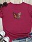 abordables T-shirts-Mujer Camiseta Mariposa Estampados Estampado Escote Redondo Básico Tops 100% Algodón Blanco Amarillo Rosa