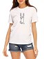 economico T-shirts-Per donna maglietta Gatto Stampe astratte Con stampe Rotonda Top 100% cotone Essenziale Top basic Bianco Marrone chiaro Cammello