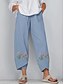 baratos Pants-Mulheres Básico Secagem Rápida Solto Chinos Calças Floral Roxo Azul Marinha Cinzento