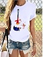 billige T-shirts-Dame T-shirt Sommerfugl Tema 3D kat Kat Grafisk Sommerfugl Rund hals Trykt mønster Basale Toppe Løstsiddende 100 % bomuld Kat Lilla Regnbue