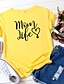 billige T-shirts-Dame mamma T skjorte Grafisk Tekst Bokstaver Trykt mønster Rund hals Grunnleggende Topper 100 % bomull Hvit Gul Rosa