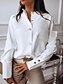 abordables blusa nueva-Mujer Camisa Blusa Negro Blanco Manga Larga Botón Negocios Trabajo Cuello Mao Ajuste regular Primavera Otoño