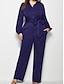 abordables Jumpsuits &amp; Rompers-Combinaison-pantalon Femme Lacet Couleur Pleine basique Noir Rouge Fuchsia Vert Bleu Roi Bleu Marine XXL 3XL 4XL 5XL