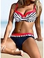 billige Tankini-Dame Badetøj Bikini EU / US størrelse badedragt Push-up bukser Stribet Blomsterstribe Gul Lysegrøn Lyserød Blå Orange Badedragter St. Patrick&#039;S Dag