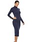 cheap Bodycon Dresses-Women&#039;s Sheath Dress Midi Dress Blue Wine Gray Long Sleeve Solid Color Fall Round Neck Hot Sexy 2021 S M L XL XXL 3XL 4XL 5XL