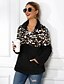 cheap Furs &amp; Leathers-Women&#039;s Pullover Sweatshirt Color Block Leopard Cheetah Print Quarter Zip Daily Basic Hoodies Sweatshirts  White Black Army Green