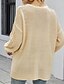 abordables Sweaters &amp; Cardigans-Mujer Pull-over Un Color Manga Larga Corte Ancho Cárdigans suéter Cuello Barco Escote Redondo Azul polvoriento Beige