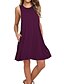cheap Casual Dresses-Women&#039;s Sundress Short Mini Dress Black Purple Wine Royal Blue Light Blue Sleeveless Solid Color Summer Round Neck Hot Elegant Casual 2021 S M L XL XXL