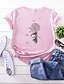 economico T-shirts-Per donna maglietta Fantasia floreale Cartoni animati Fiore decorativo Con stampe Rotonda Essenziale Top 100% cotone Bianco Giallo Rosa
