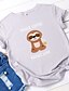 economico T-shirts-Per donna maglietta Pop art Testo Alfabetico Con stampe Rotonda Essenziale Top 100% cotone Nero Giallo Vino
