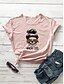 cheap T-Shirts-Women&#039;s T shirt Graphic Text Graphic Prints Print Round Neck Basic Tops 100% Cotton White Purple Yellow / Skull