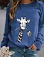 preiswerte Weihnachtsoberteile-Damen Pullover Sweatshirt Bedruckt Täglich Grundlegend Kapuzenpullover Sweatshirts überdimensional Blau Grau Grün