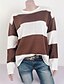 abordables Sweaters &amp; Cardigans-Femme Bloc de Couleur Pullover Manches Longues Pull Cardigans Col Rond Noir Marron