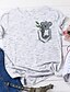billige T-shirts-Dame T skjorte Dyr Trykt mønster Rund hals Grunnleggende Topper 100 % bomull Hvit Svart Gul