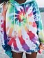 cheap Hoodies &amp; Sweatshirts-Women&#039;s Hoodie Pullover Basic Oversized Yellow Rainbow Tie Dye Loose Fit Hooded S M L XL XXL