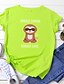 abordables T-shirts-T-shirt Femme Quotidien Fin de semaine Graphique Texte Lettre Manches Courtes Imprimé Col Rond basique Noir Jaune Vin Hauts Standard 100% Coton