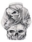 preiswerte Hoodies-Herren Grafik 3D Totenkopf Motiv Kapuzenshirt Halloween Täglich Ausgehen 3D-Druck Kapuzenpullover Sweatshirts Grau