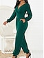 cheap Jumpsuits &amp; Rompers-Women&#039;s Basic V Neck Black Red Green Jumpsuit Solid Colored / Wide Leg