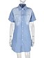 cheap Mini Dresses-Women&#039;s Short Mini Dress Denim Shirt Dress Light Blue Short Sleeve Pocket Button Front Pure Color Shirt Collar Spring Summer Casual 2022 Loose S M L XL