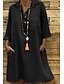 cheap Casual Dresses-Women&#039;s Shirt Dress Short Mini Dress Black Khaki Gray 3/4 Length Sleeve Simple Summer V Neck One Piece Hot 2021 M L XL XXL 3XL 4XL 5XL / Plus Size